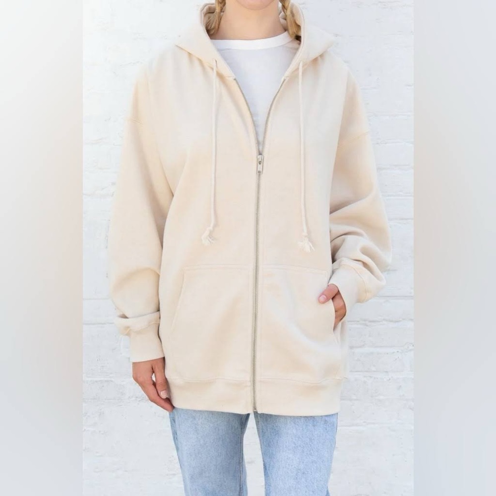COPY - brandy melville cream zip up